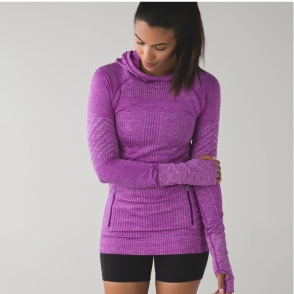 Lululemon Womens Rest Less Hoodie Pullover 2 Purple Athletic Gym Thumbholes